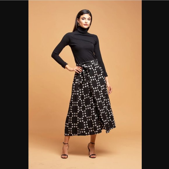 3. Eva Franco Polka Dot Palazzo Pants Tie Belt Waist - Picture 2 of 6